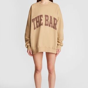 Tan Oversized Sweatshirt with Brown Lettering